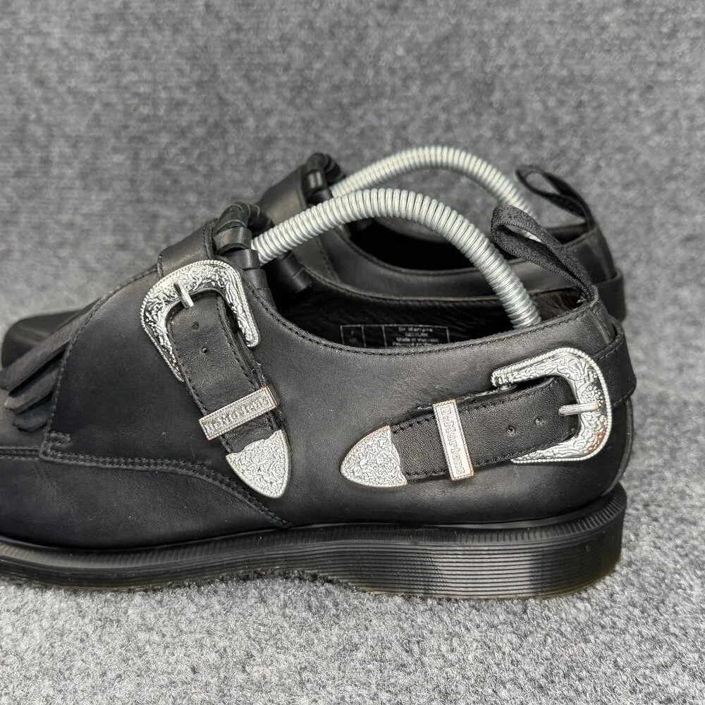 Dr. Martens Delylah Shoes‎ Women's 9 Black Leather Kiltie Silver Buckle Western